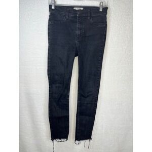 Free People Womens Size 27 Black Wash High Rise Raw‎ Hem Skinny Jeans